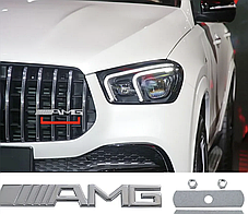 Емблема решітки радіатора AMG Mercedes-Benz (Мерседес) Чорна 15,5 х 1,7 см, фото 3