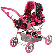 Коляска 9368/017 для ляльки, жовдел,81-80-44 см, рег-ся ручка, колиска-переноска, корзина, сумка