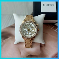 Женские наручные часы Guess со стразами gold