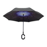 Зонтик обратного сложения SL трость с цветком изнутри #01711A/3