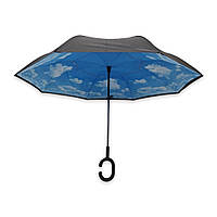 Зонтик обратного сложения SL трость с цветком изнутри #01711A/8