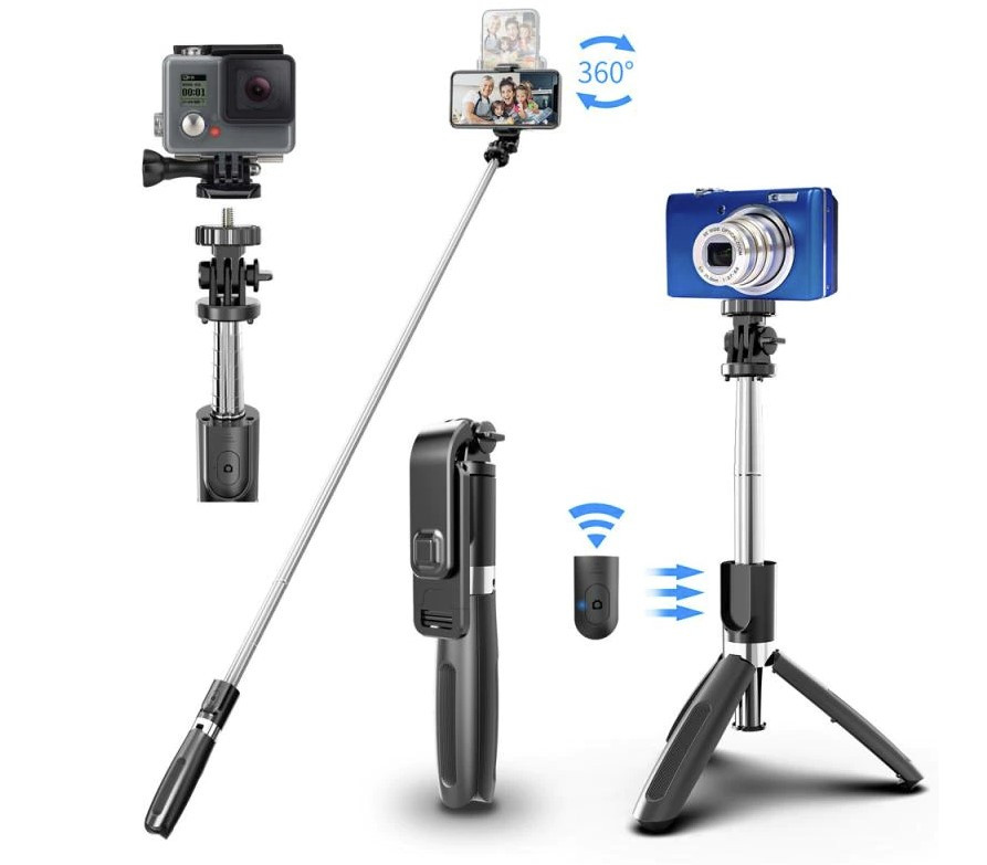 Селфі-палка Tripod блютуз Штатив для селфі универсальна для телефона екшен камери фотоапарата 4 в 1 BELUCK