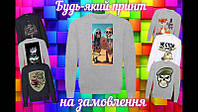 Зимний серый мужской свитшот с DTF принтом с приколами мужской свитер с рисунком прикол
