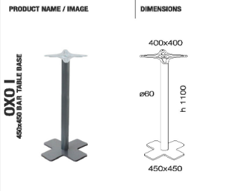 База стола Oxo bar base 45x45x110 см катафорез матовая черная Papatya - фото 2 - id-p1980081671