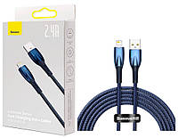 Кабель Baseus Glimmer Series Fast Charging Data Cable USB to iP 2.4A 2m Blue (CADH000303)