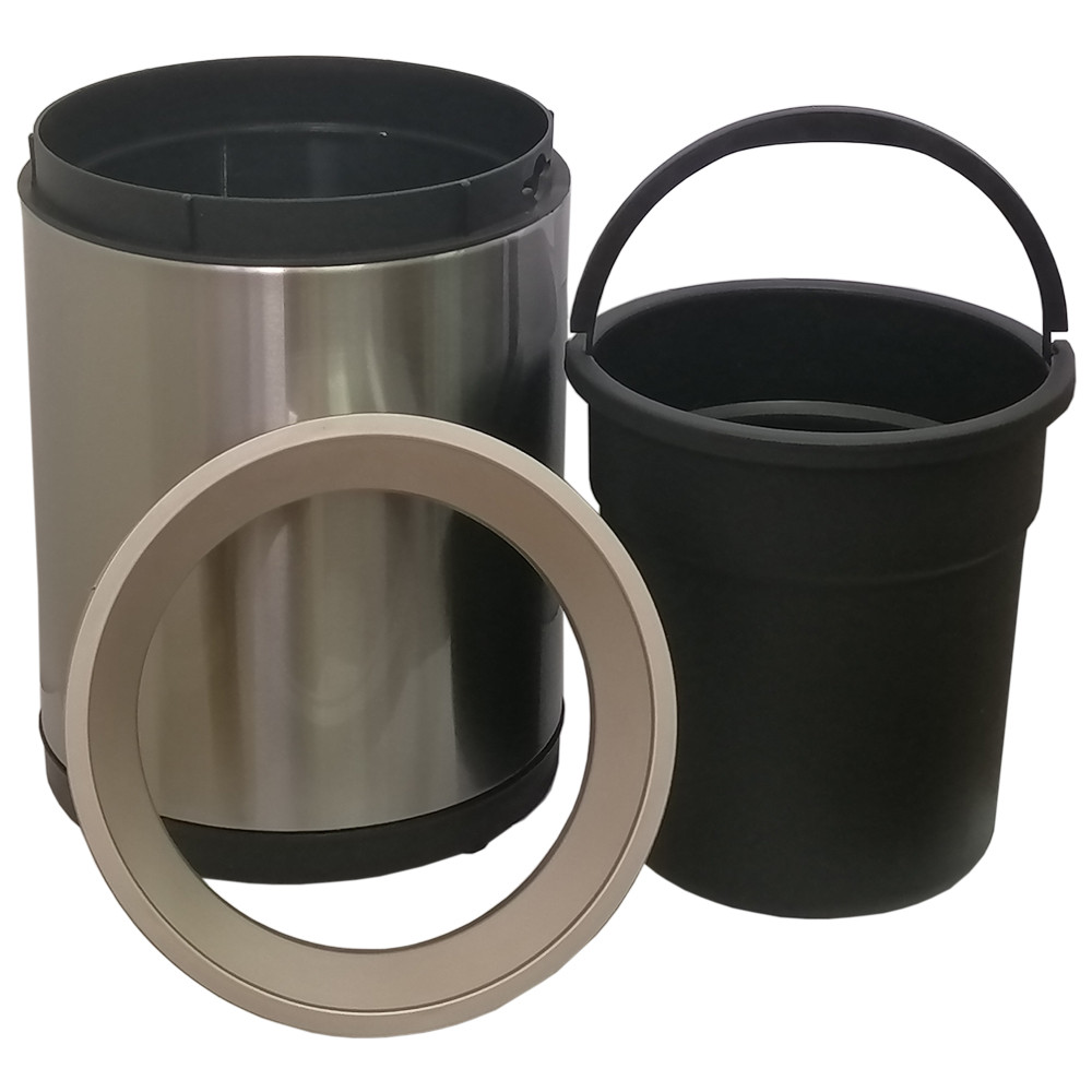 Ведро для мусора JAH 10 л круглое серебряный металлик без крышки с внутренним ведром - фото 3 - id-p1980082144