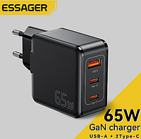Зарядний пристрій Essager 65 Вт з 3-ма USB-портами + шнур Type-c - Type-c 100w