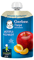 Фруктовое пюре Яблоко-абрикос Gerber (Гербер) с 6 месяцев,пауч 150 гр.