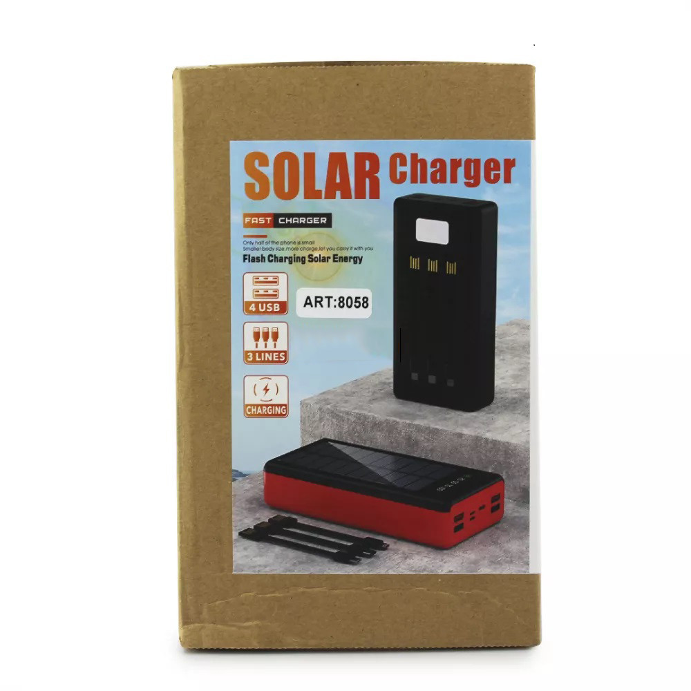 Портативна мобільна зарядка (Павербанк) POWER BANK SOLAR 60000MAH, переносний акумулятор NL-735 для телефону, фото 1