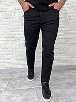 Джинсы МОМ мужские модные стрейчевые весна-осень черного цвета | Черные джинсы момы мужские