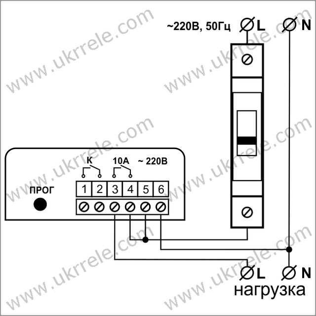 Схема підключення реле затримки вимкнення РВЗ-10/Н
