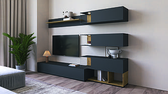 Вітальня Лего  дуб артизан/ антрацит  Світ Меблів