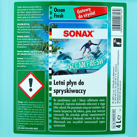 Омивач скла літній 4 л SONAX — Свіжість океану (388405), фото 2