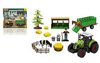 Набор фермера, трактор, фигурка фермера, корова, лошадь, аксессуары