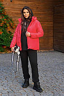 Женская демисезонная куртка на плащевке+утеплитель синтепон 100 размер 48-50,52-54,56-58,60-62 Красный, 48/50