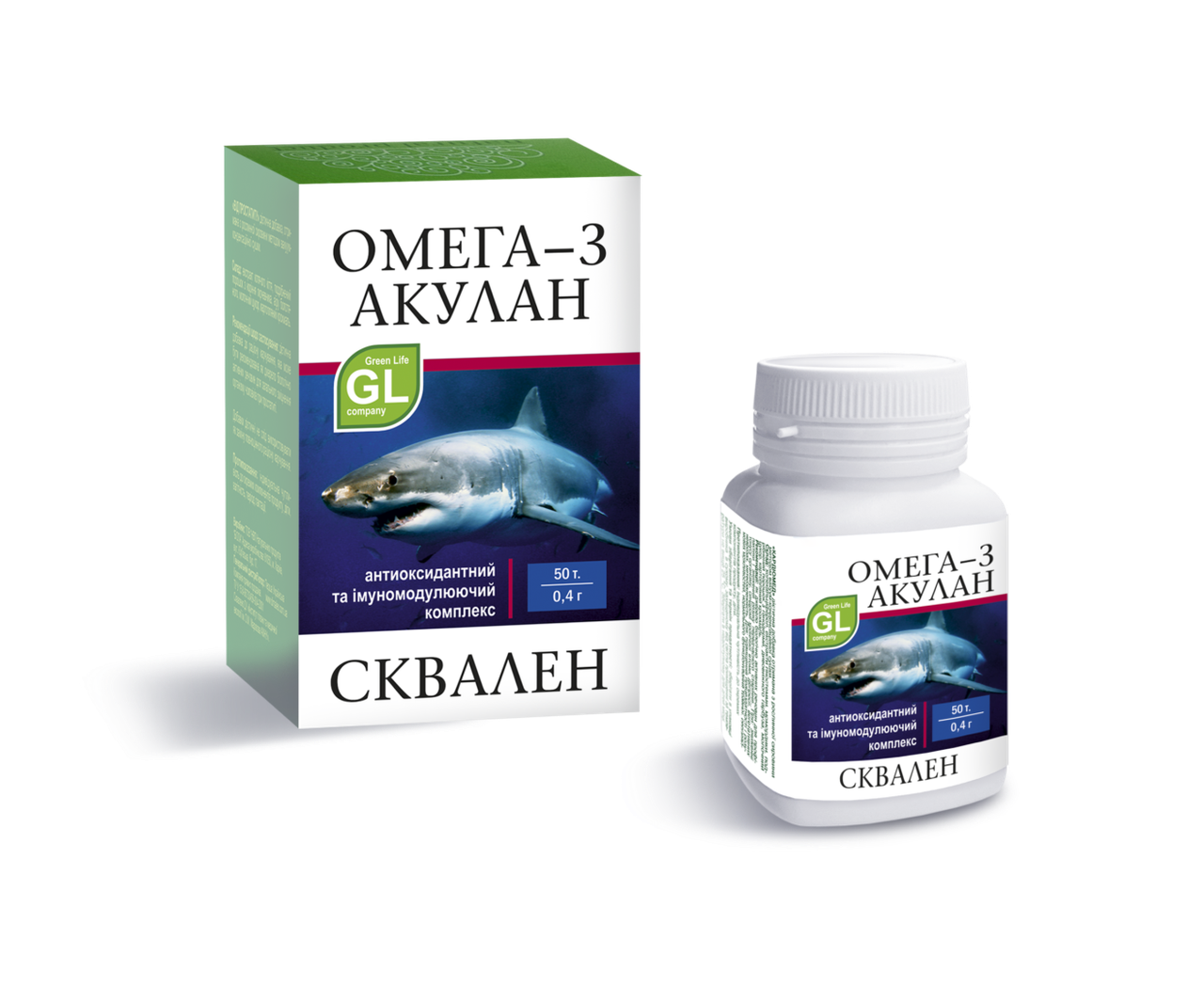 Омега-3 Акулан Сквален 50 таб. ТМ GL, Green Life
