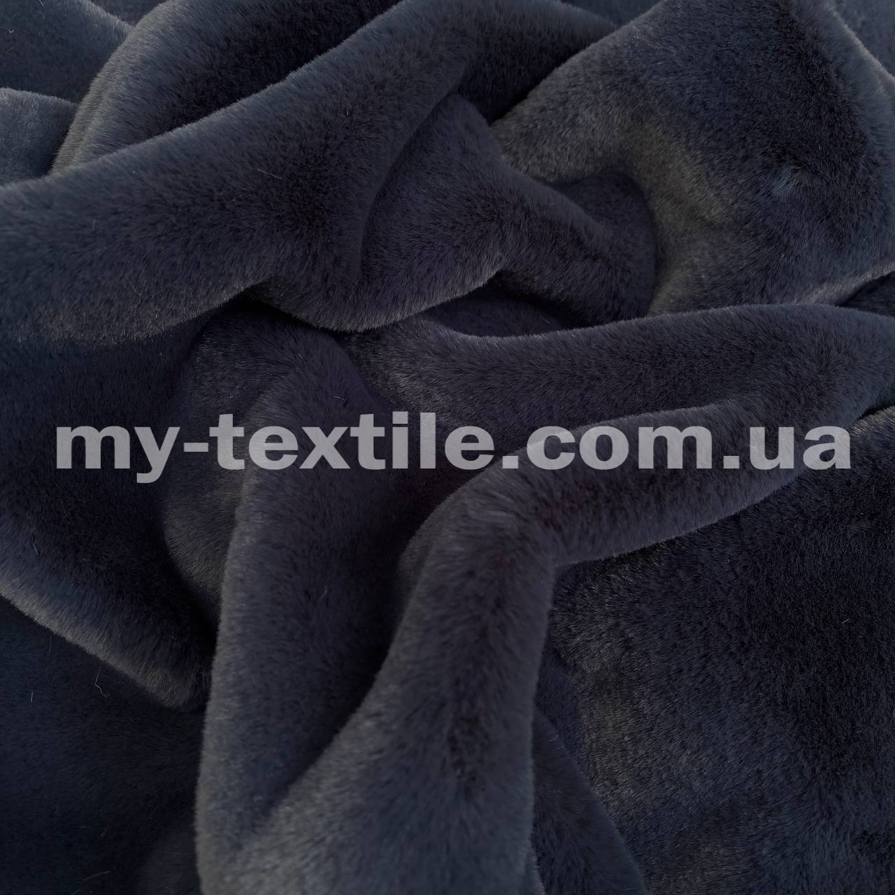 Штучне хутро мокрий кролик 1 см 400 г/м2 Темно синій №1, фото 1