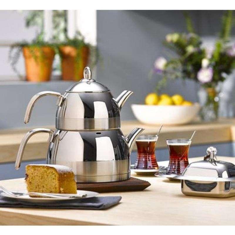 Двойной чайник железный турецкий Emsan Aragon Mini для всех видов плит Grida - фото 1 - id-p1980154486
