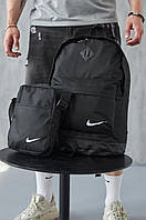Рюкзак Кожаное.дно черный + Барсетка Nike черная SND