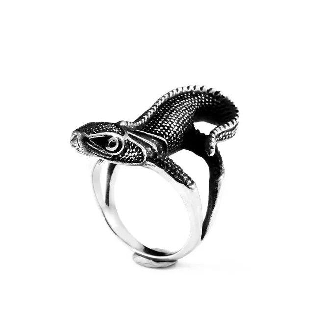 Чоловіча срібляста каблучка «Ящірка Тритон», регульована AurumLux156, фото 1