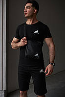 Комплект футболка черная Adidas + Шорты + Барсетка SND