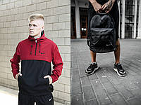 Анорак чоловічий "President" Nike червоно-чорний + рюкзак шкір.дно Nike чорний SND
