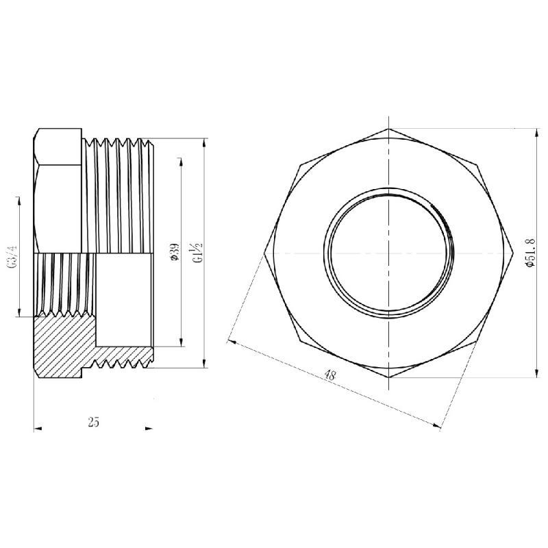 Футорка SD Forte 1" 1/2х3/4" ЗВ SF3744020 - фото 2 - id-p1980154352