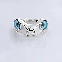 Милое женское кольцо Лягушка Жаба с шикарными симпатичными синими глазами