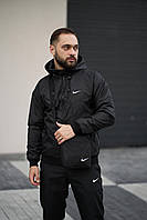 Комплект чоловічий Nike: вітровка "Windrunner Jacket" чорна + штани "President" чорні. БАРСЕТКА В ПОДАРУНОК! SND
