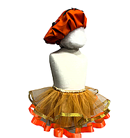 Комплект (юбка и головной убор) к костюму Грибочек Лисичка, костюм Гриб-Лисичка, 92-98-104