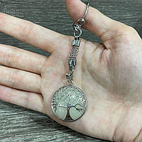 Натуральний камінь Нефрит в оправі "Дерево життя" Символ гармонії та захисту Кулон на брелоку для ключів
