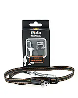 Аксесуар Fida Dual Leash для рулетки зі шнуром для другого собаки, чорний із оранжевою строчкою