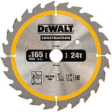 Диск пильний по дереву DeWALT CONSTRUCTION 165х20х24 DT1949