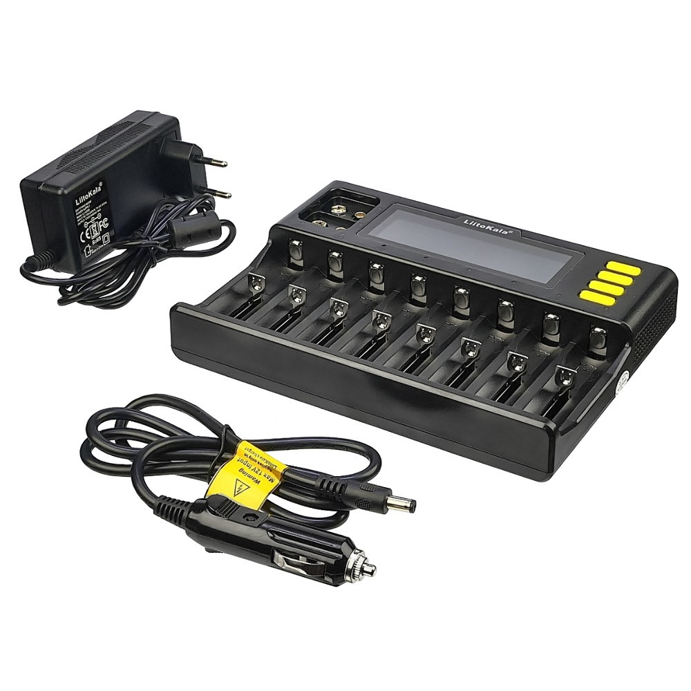 YUF Универсальное зарядное устройство с тестером LiitoKala Lii-S8 для аккумуляторов 18650/ АА/ ААА и других, 8 слотов, фото 1