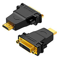 Переходник Ugreen HDMI - DVI-D (24+5) 1080P@60Hz Конвертер Двунаправленный Адаптер Full HD Черный, Чорний