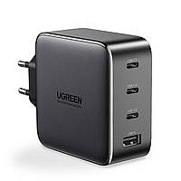 Зарядное устройство Ugreen 100W GaN II 3x Type-C + USB 3C1A EU Быстрая зарядка 100Вт (20В/5А) Power Delivery