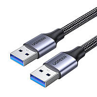 Кабель Ugreen 1м USB 3.0 - USB 3.0 5 Гбит/с 2A/5V USB-A папа на USB-A папа Адаптер Дата Черный, Чорний