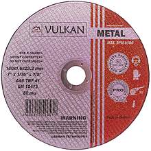 Круг відрізний по металу VULKAN 150х22.23х1.6