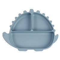Трехсекционная силиконовая тарелка Динозавр Y21 Голубой v-11024