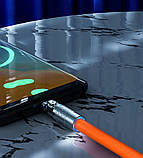 Кабель для швидкого заряджання USB Type-C 120w 6A (150 см) оранжевий, з підсвічуванням. Поворотний кабель Type-C 180 °, фото 7