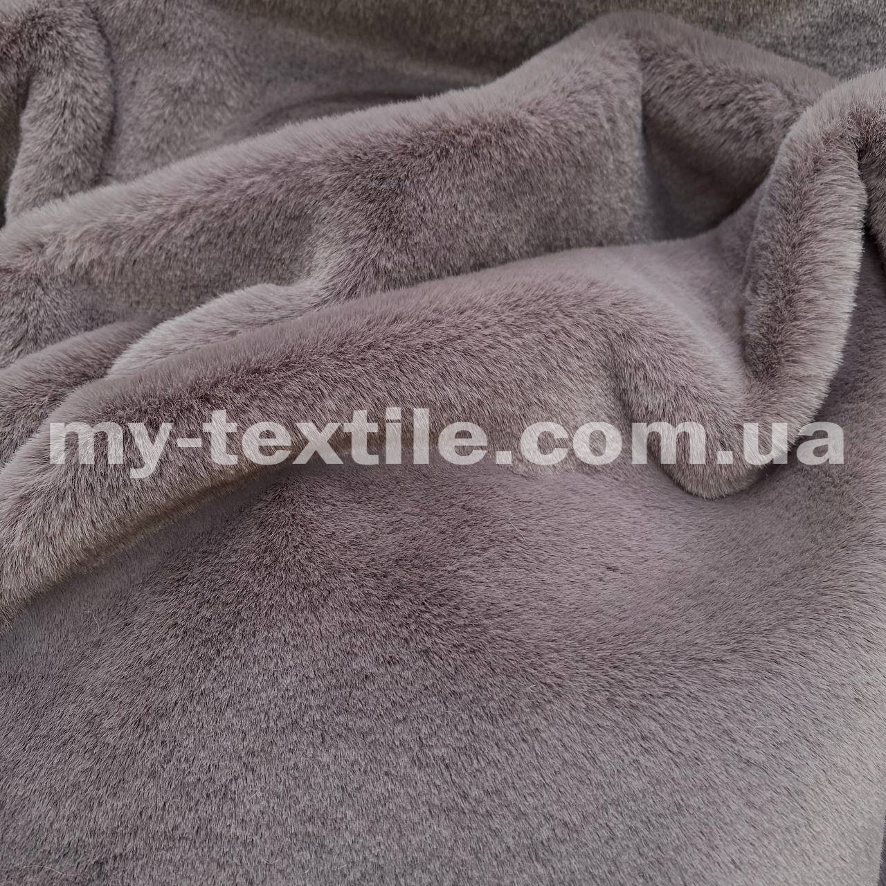 Штучне хутро мокрий кролик 1 см 400 г/м2 Сірий з бузковим