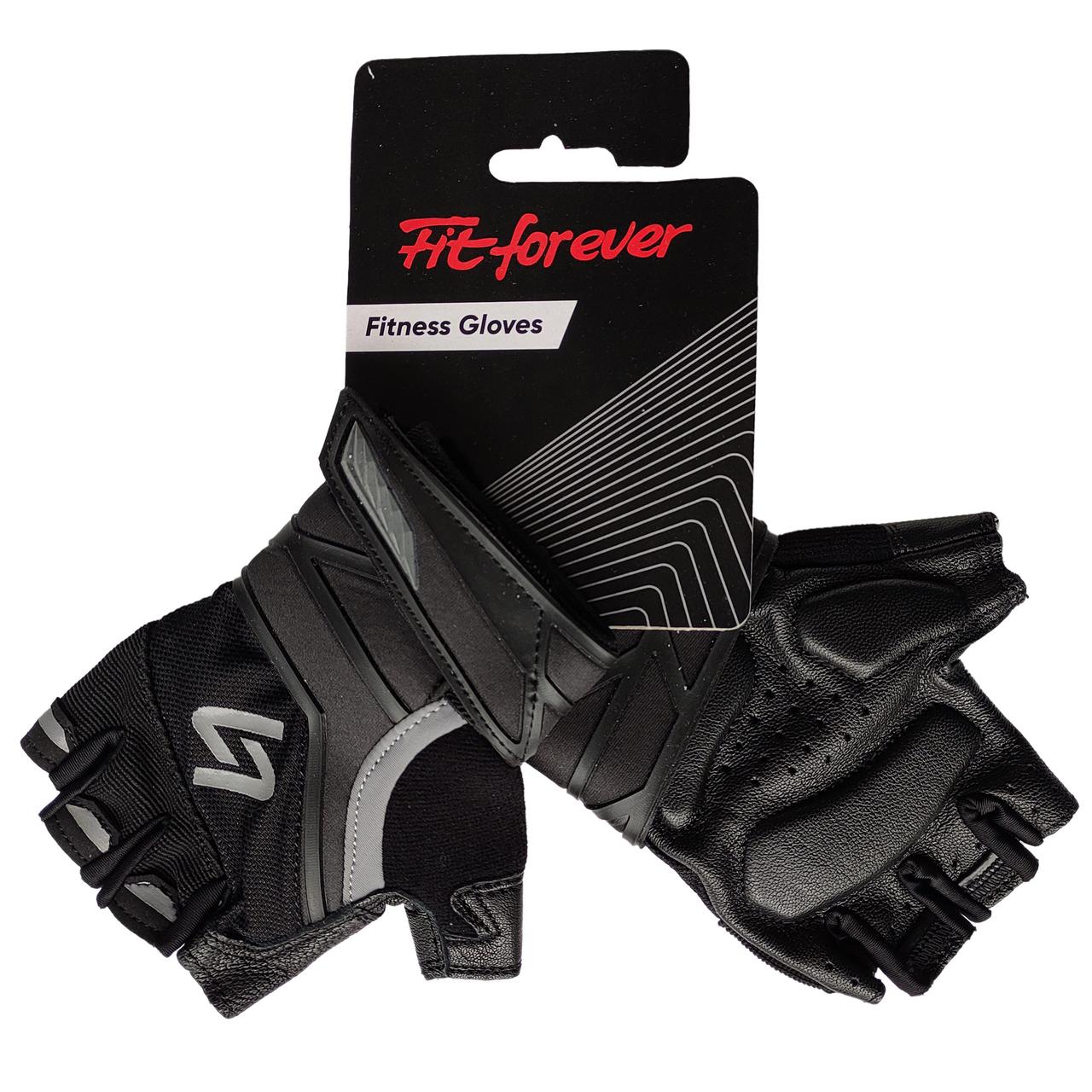 Рукавиці для фітнесу Fit forever High End AI-04-1070-D чорний/сірий M