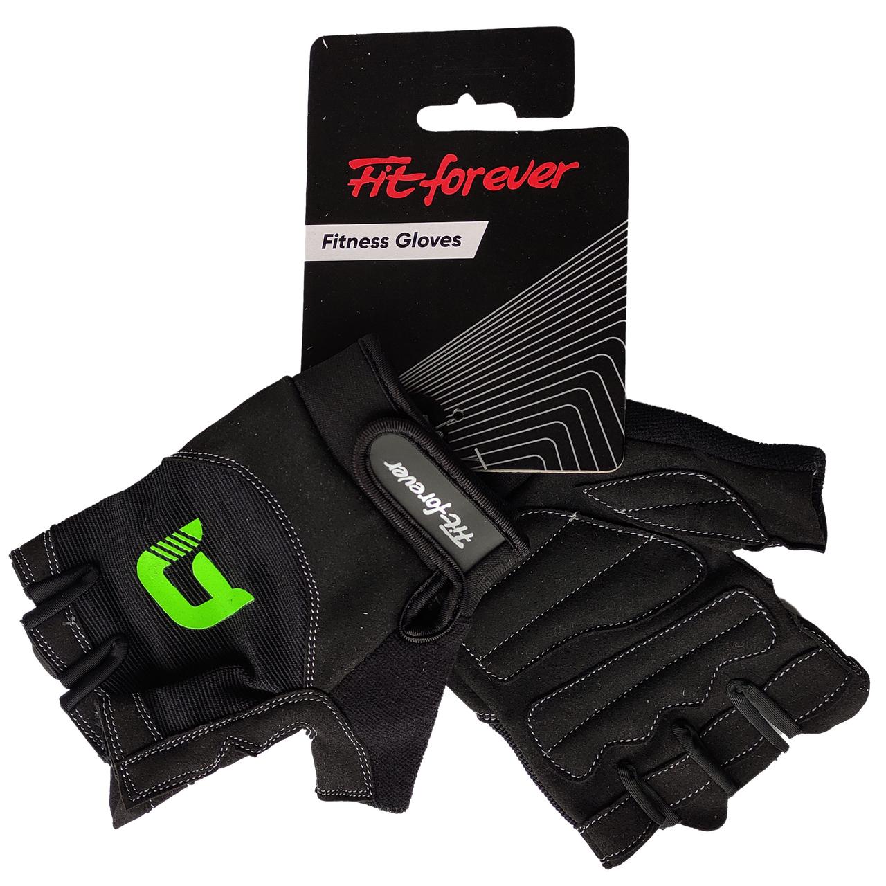 Рукавиці для фітнесу Fit forever No Compromise AI-04-1286-B чорний/зелений S