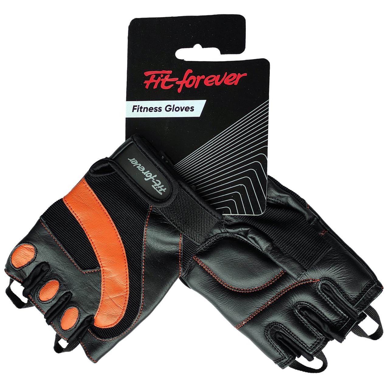 Рукавиці для фітнесу Fit forever Platinum AI-04-1273-D чорний/жовтогарячий M