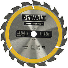 Диск пильний по дереву DeWALT СONSTRUCTION 184х16х18 DT1938