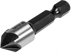 Зенкер конічний по металу YATO : HSS, діаметр 6,3 мм, l=40 мм, 5 пругів, HEX-1/4