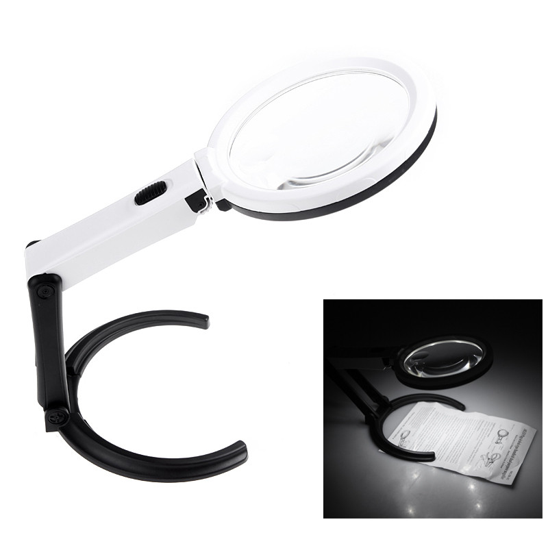 Настольная лупа складная Magnifier 3B-1C LED 2X 120мм + 5X 28мм, DC-5V 1A - фото 1 - id-p348484906