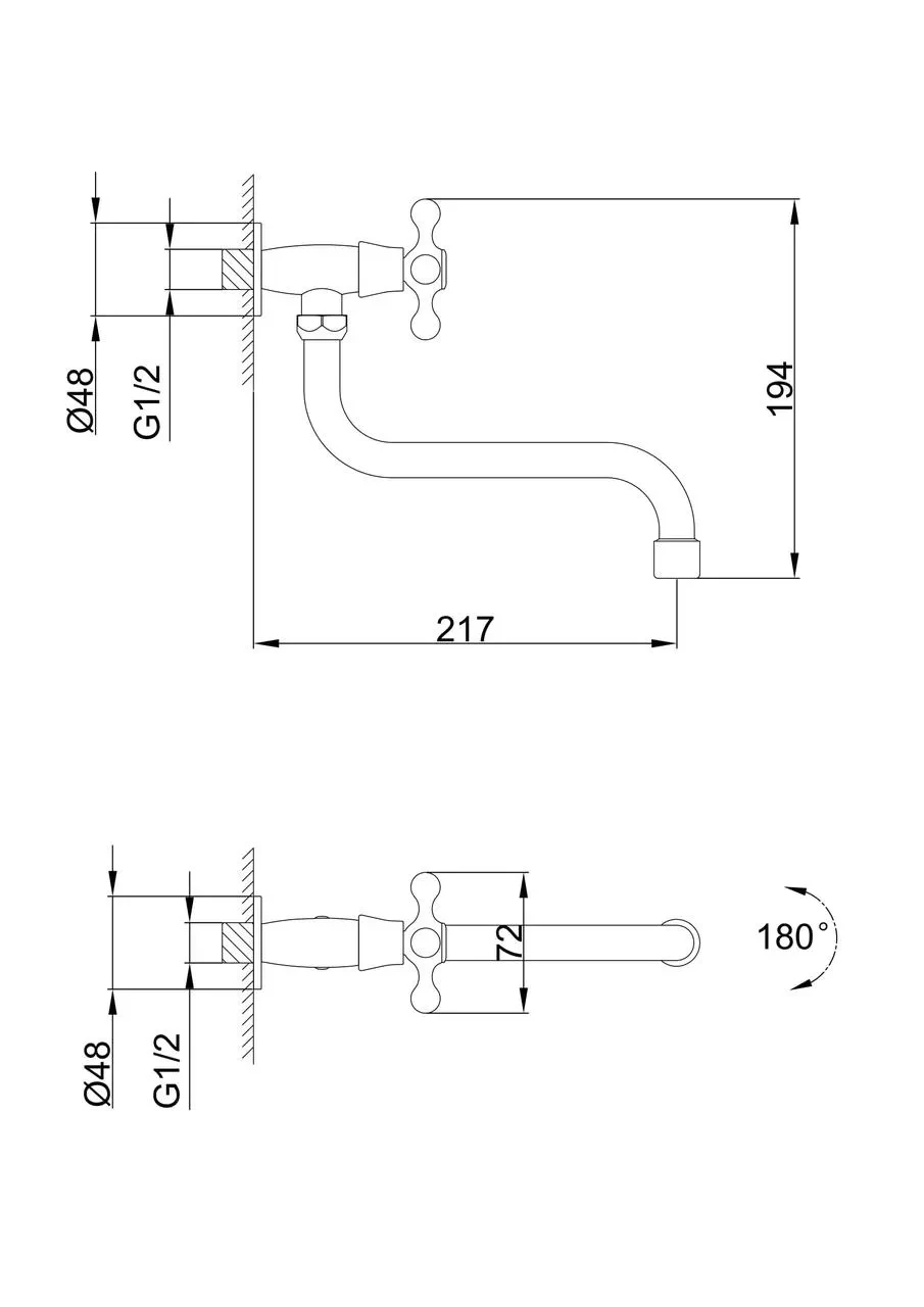 F4808 МОНО кухня (КРАТНО 2 шт.) НАСТІНКА довг. коло. Гусак (хром) 59420/1ult, фото 1