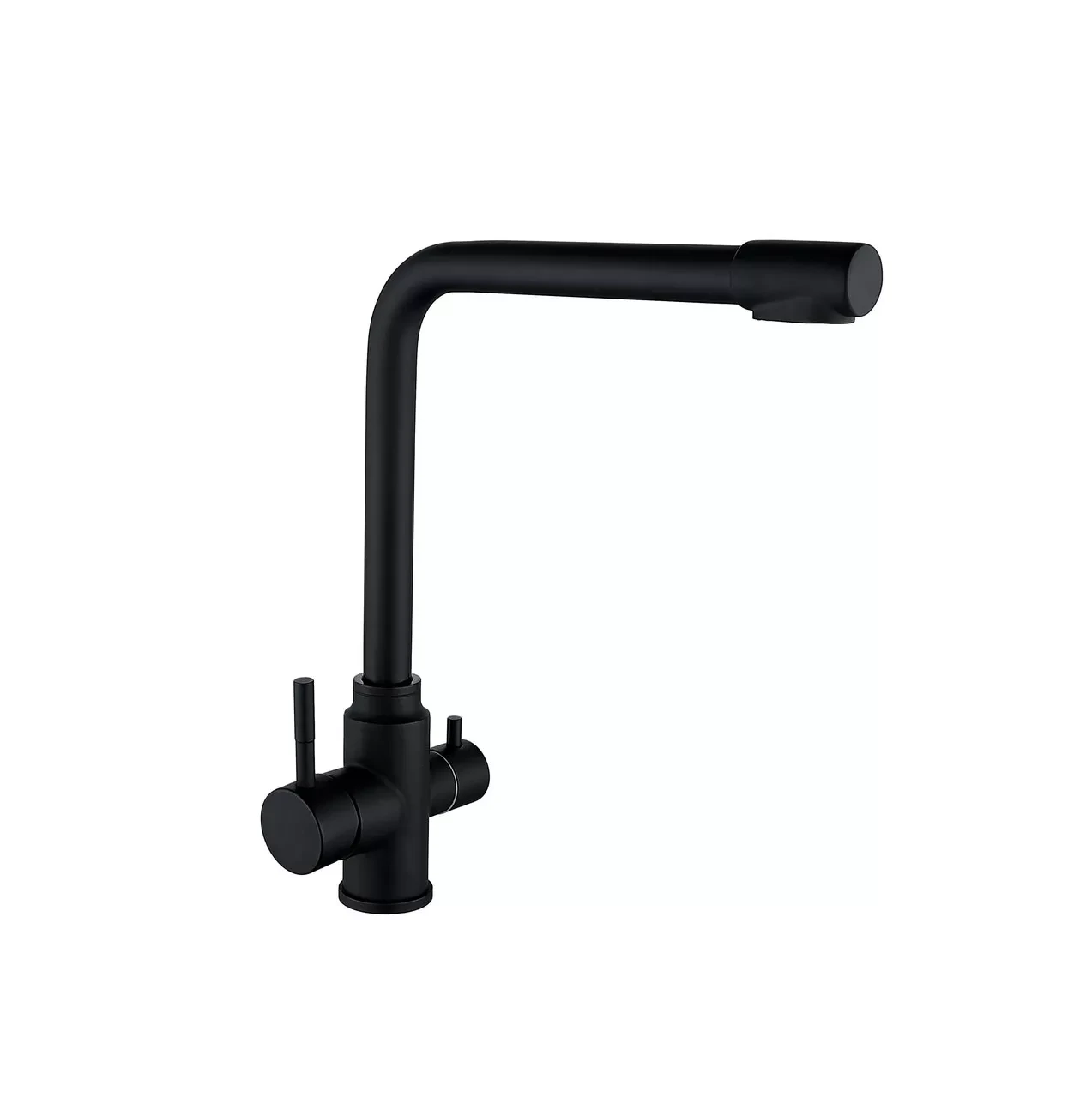 EKO4C-01-BLACK кухня пiд осмос одноваг. Г-обр. поворот. вилив нерж сталь гайка Ø35 (чорний) {10}