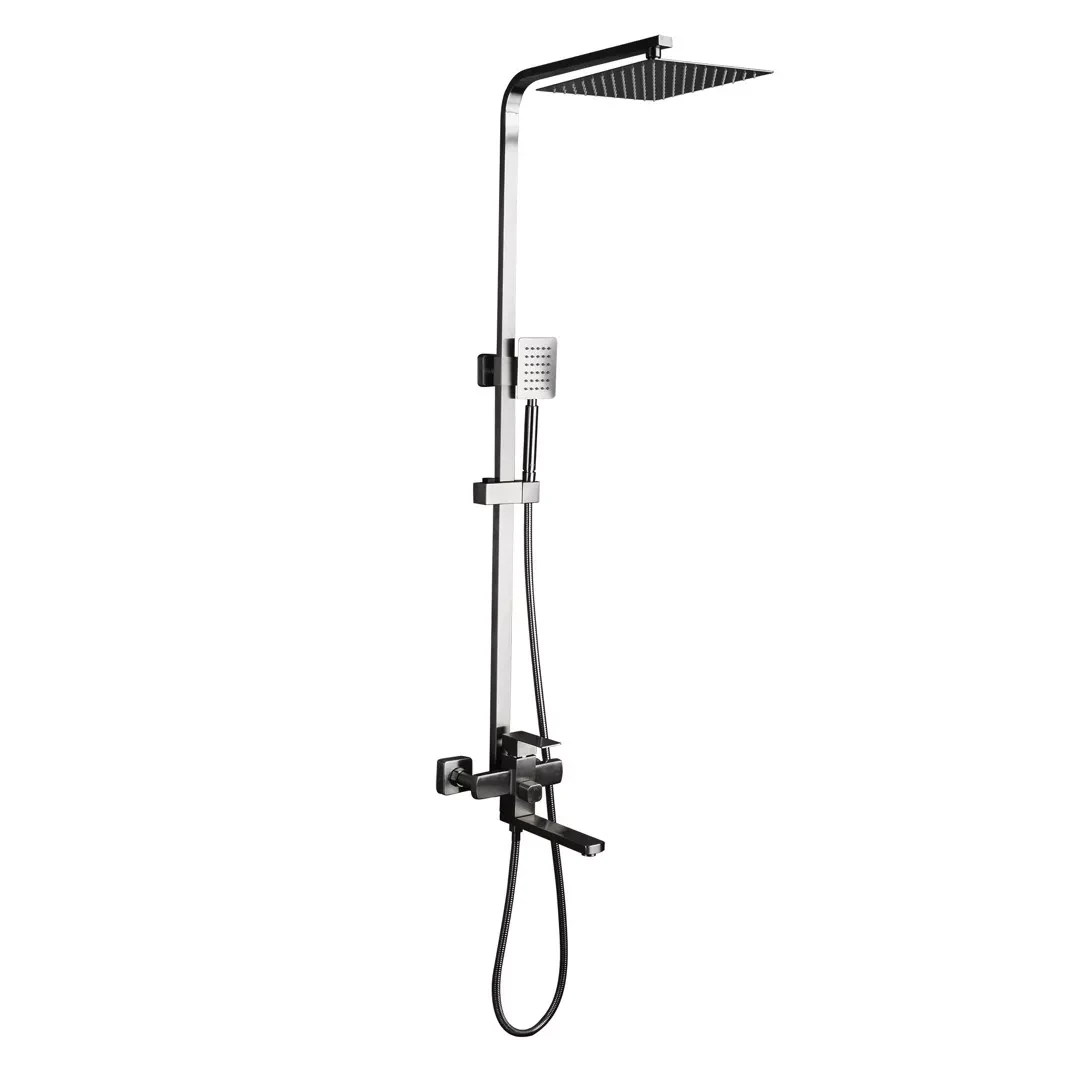 Душова система Frap F24802 настінна поворотний вилив - перемикач на лійку 1 режим подачі води нержавіюча сталь, фото 1